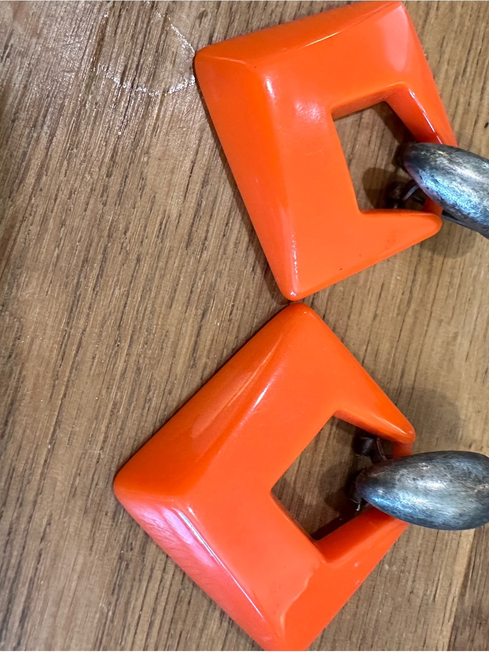 Vibrant vintage Orange Geometric Square Drop Earrings